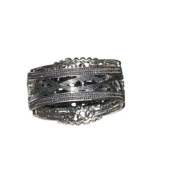 Sparkling Rhinestone Bracelet. Aurora Borealis clamper bracelet.Missing 2 stones - Picture 2 of 6